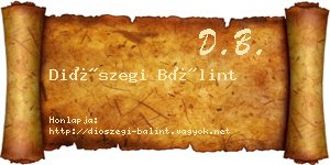 Diószegi Bálint névjegykártya